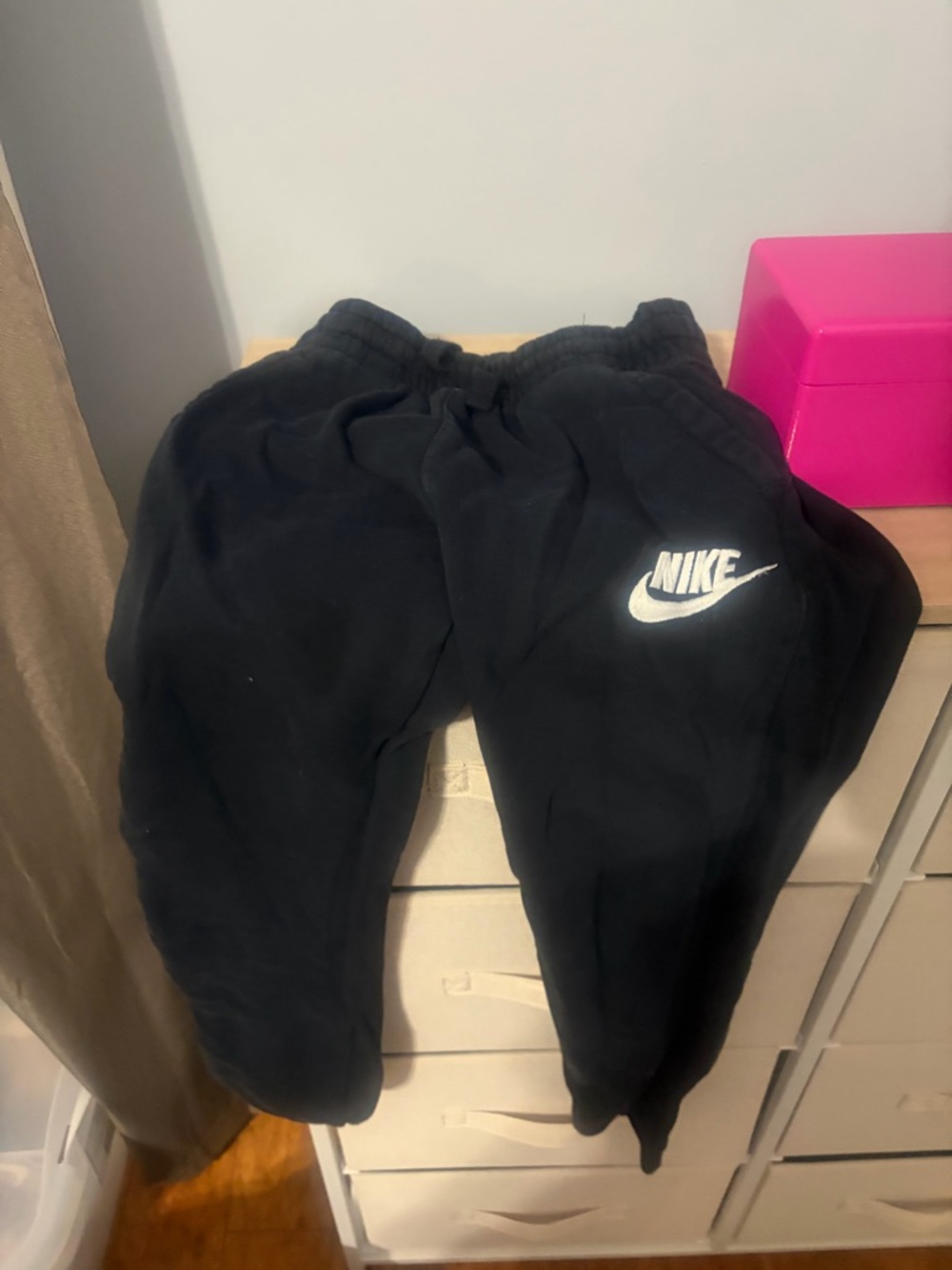 Nike Kids Black Sweatpants with White Swoosh
